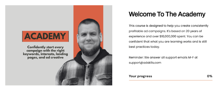 AdSkills Academy Dashboard - Welcome to The Academy