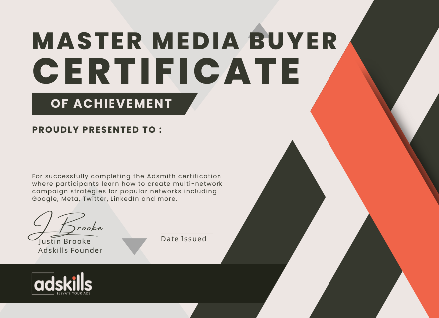 AdSkills Master Media Buyer Certificate of Achievement